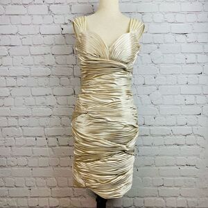 Terani Couture Ruched Champagne Cocktail Prom Dress 4
